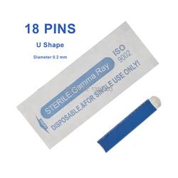 100 PCS 18 Pin U Shape Tattoo Needles Permanent Makeup Eyebrow Embroidery Blade For 3D Microblading Manual Tattoo Pen