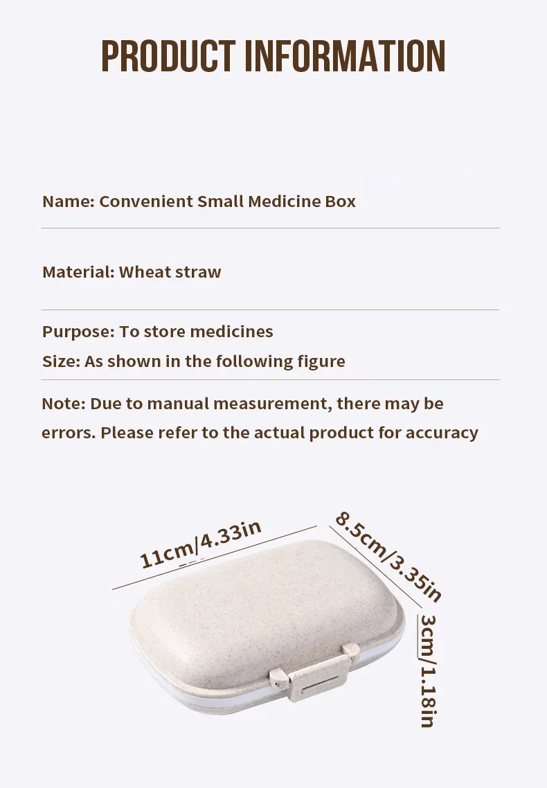 Kompakter wöchentlicher Pillen-Organizer, tragbare minimalistische Reise-Medizinbox, täglicher Aufbewahrungsbehälter für Tabletten und Vitamine – Detail 13
