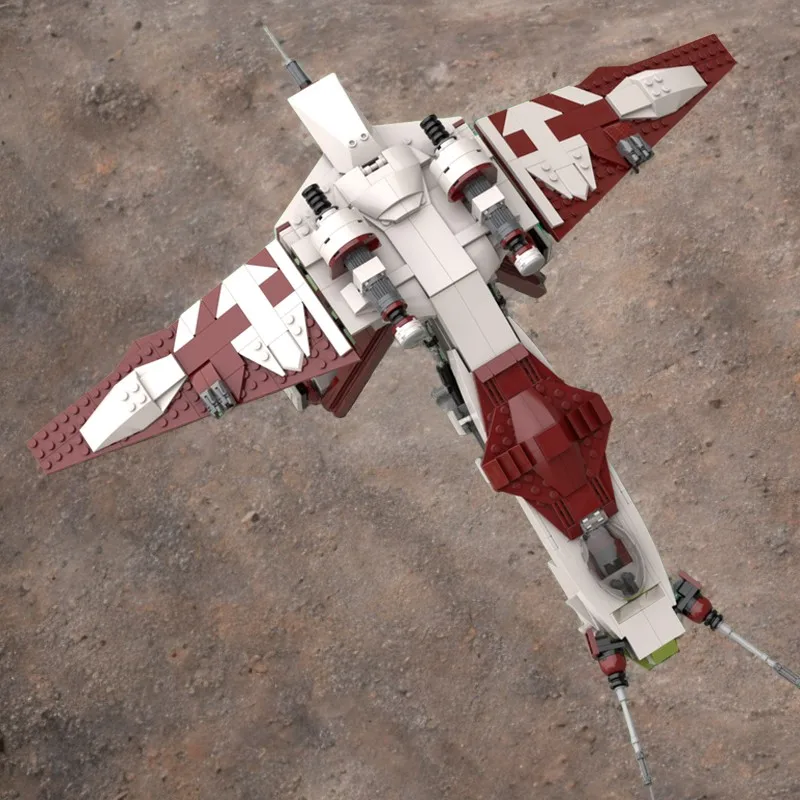 

932-Piece Clone Legion Dropship Model, Includes Springloaded Shooters and Display Stand, Compatible with AT-TE Walker blocks