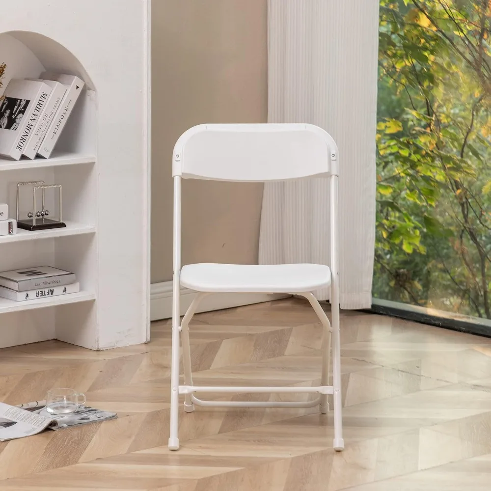 Chaise pliante commerciale en acier, cadre en plastique blanc, chaise rigourde grande capacité, ensemble léger pour bureau, fête de mariage