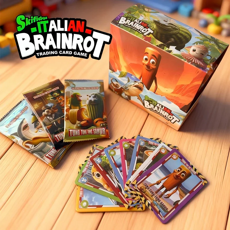 New 8/288PCS Italian Brainrot Collectible Game Cards Toy Tungtungtung Sahur Tralalero Tralala Trading Cards For Fans Kids Gift