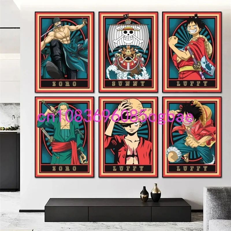 

Аниме One Piece: HD-принты, картины с Луффи и Зоро, декоративные постеры на холсте для дома, настенные изображения для гостиной без рамы
