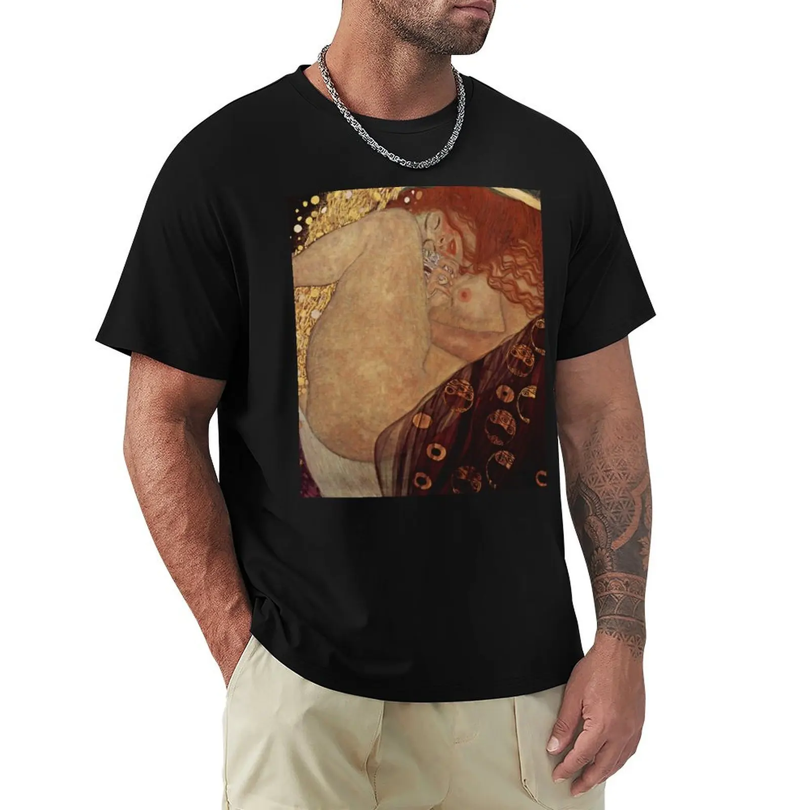 Dana? by Gustav Klimt - Art Nouveau Symbolism T-Shirt customizeds graphic shirts Short sleeve tee t shirts for men cotton