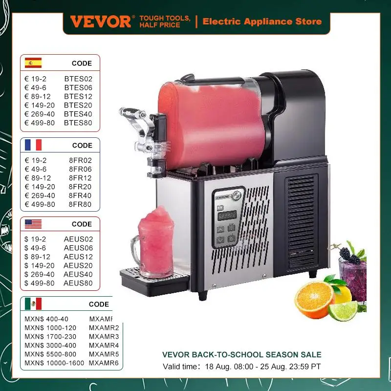 

VEVOR Commercial Slushy Machine 3L Single Bowl machine a slush 330W Frozen Drink Machine with Temperature Preservation Black