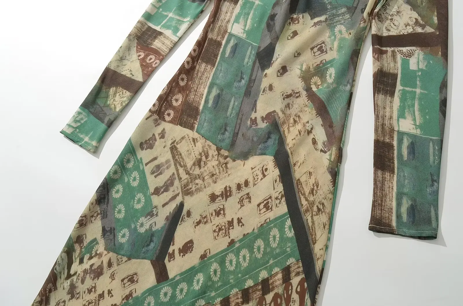 Sexy Ele Faionable Donna Lungo Dr JNLEAOG Autunno Nuovo arrivo Vintage Design Mid-Century Stampato Tubo dritto Dr