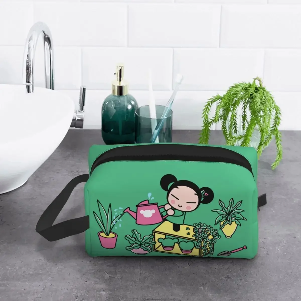 Custom Cartoon Anima Pucca Toiletry Bag Women Makeup Cosmetic Organizer Ladies Beauty Storage Dopp Kit Case