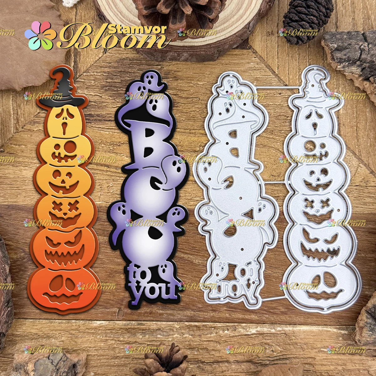 Original Lovely Layers Halloween Pumpkins Ghosts Title BOO! Metal Cutting Dies Scrapbooking Decorative Embossing