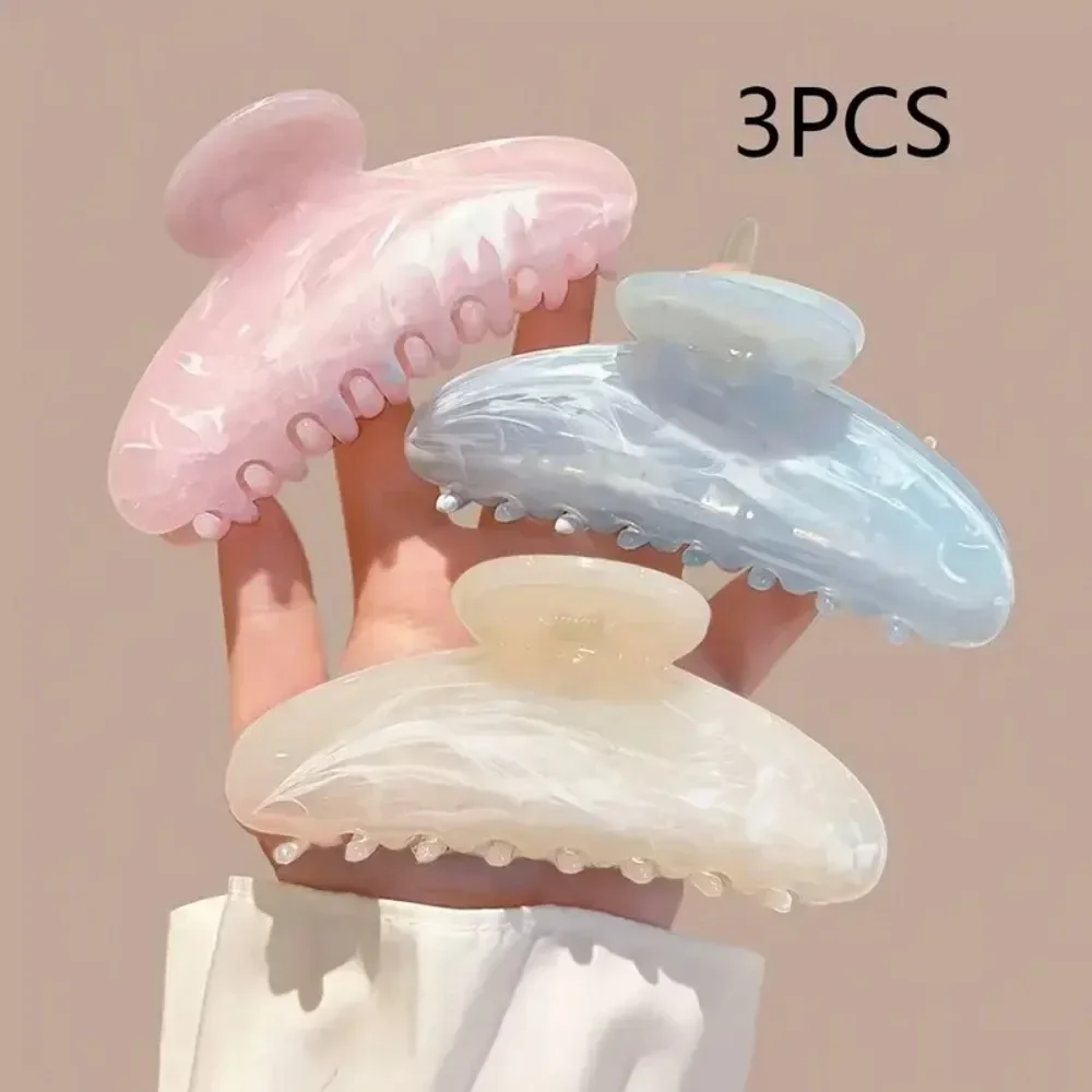 

3pc Elegant High End Multi Color Mermaid Hime Color Illusion Marble Pattern Half Circle Hair Claw Hair Grab Hair Clips for Women