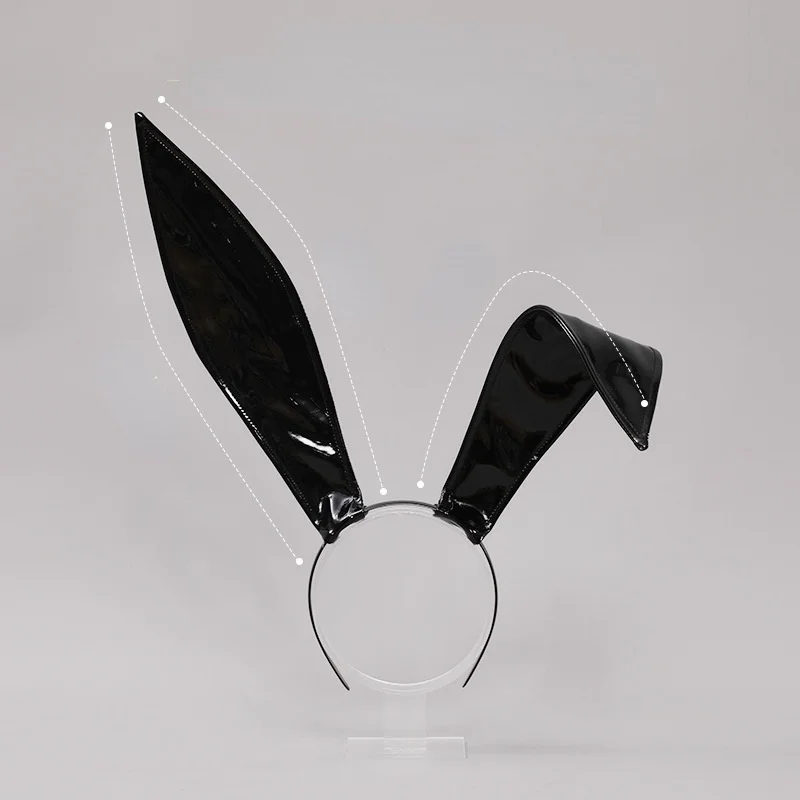 

Women Girls Black Bendable Leather Bunny Ears Headband Cute Rabbit Anime Cosplay Costume Hairband Party Halloween Christmas