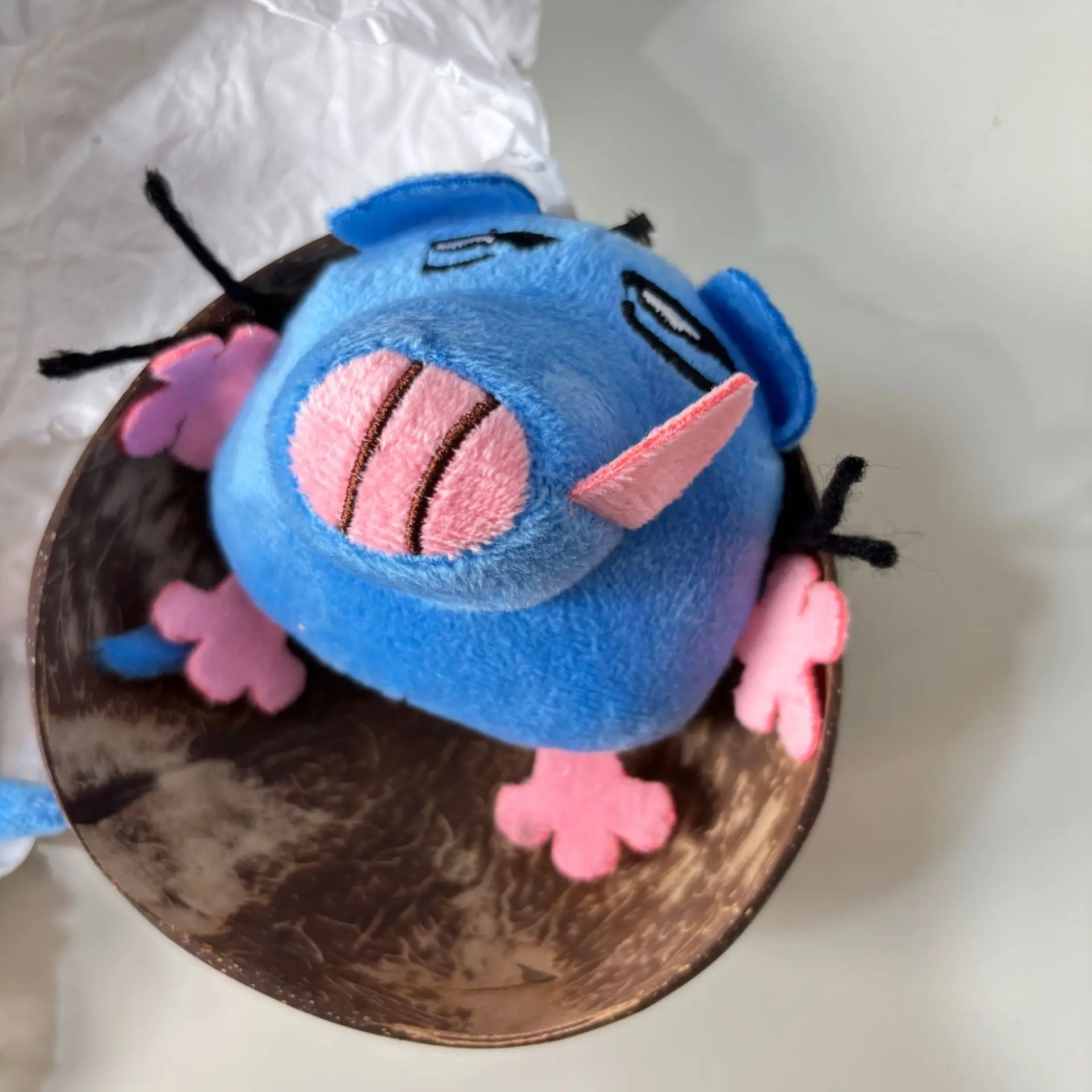 Lindo Anime ratón azul voz divertida muñeco de peluche llavero colgante abstracto parodia bolsa de regalo encanto decoración realista ratón llavero de felpa