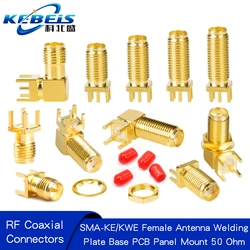 2Pcs SMA SMA-KE/KWE/KHD Female Jack Male Plug Adapter Solder Edge PCB Straight Right angle Mount RF Copper Connector Plug Socket