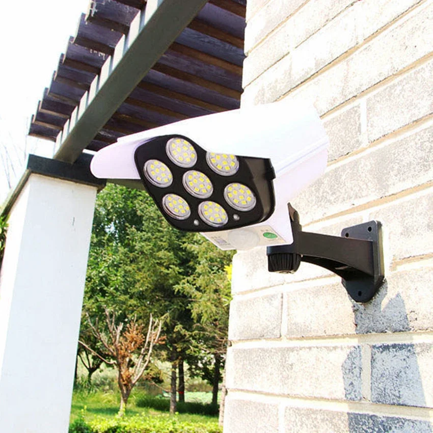 ไฟสนามพลังแสงอาทิตย์ไฟเซ็นเซอร์การเคลื่อนไหวความปลอดภัย lampu SOLAR dinding กันน้ำพร้อมรีโมทคอนโทรลลานสวน77 LED แบบ SMD