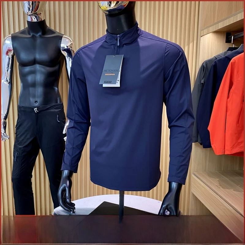 

Высококачественная уличная мужская футболка Long Sve на молнии, спортивная одежда Qui Dry, осеннее новое поступление, молодежная мода