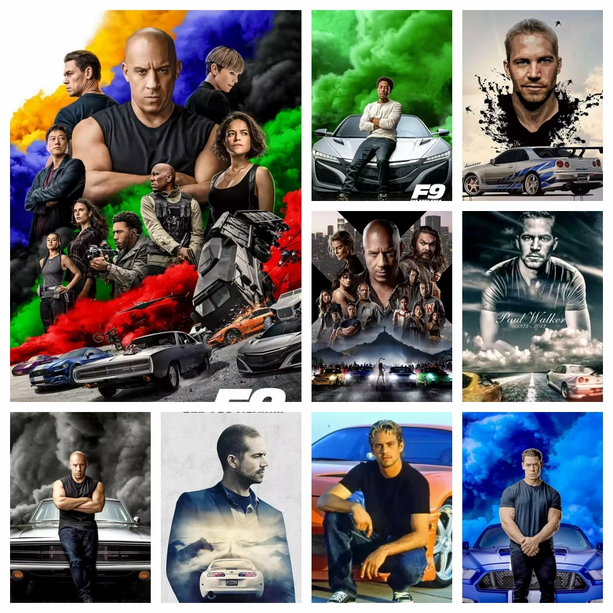 Pintura de Diamantes de Imitación, Arte Clásico de Películas, Rápido y Furioso 10, Paul Walker y Autos, Punto de Cruz Cuadrado Completo, Decoración del Hogar