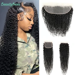 Kinky Curly Lace Frontal 13x4 Frontal 13x6 HD Lace Ear to Ear Pre-plucked Curly Human Hair 4x4 5x5 6x6 Transparent Lace Closure