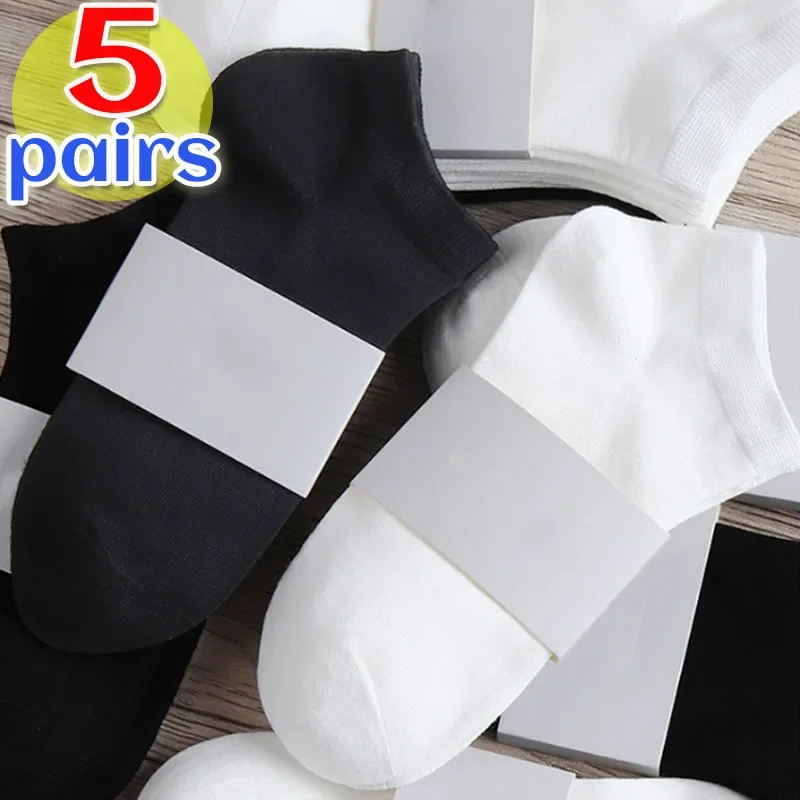 Black White Gray Low Cut Men's Socks Solid Color Breathable Non-slip Cotton Sports Socks Soft Comfortable Lightweight Short Sock