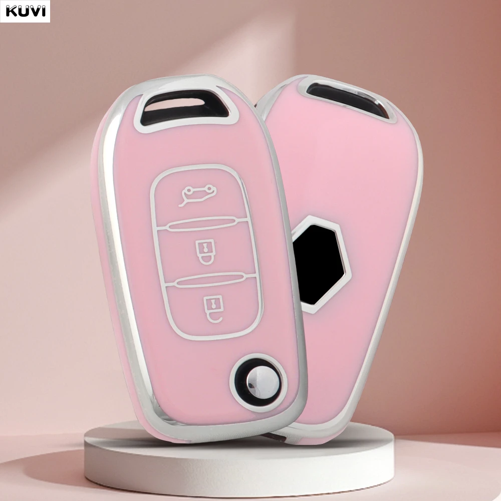 TPU Car Flip Key Case Cover Fob Shell For Renault Kadjar Captur Megane Sandero Stepway Logan Clio 5 2022 Arkana 2020 2021 Kwid
