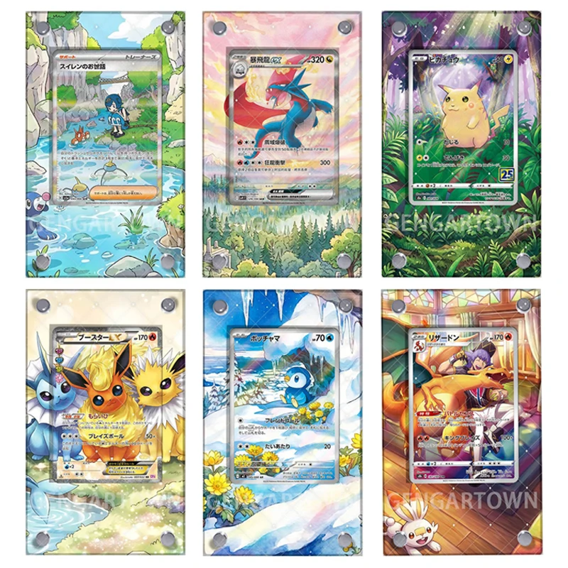Support de Présentation de Cartes de la Série Pocket Monster - Cadre de Cartes de Jeu d'Anime PTCG Cynthia Gladion Morpeko Zeraora Latias Flareon Salamence - Jouet