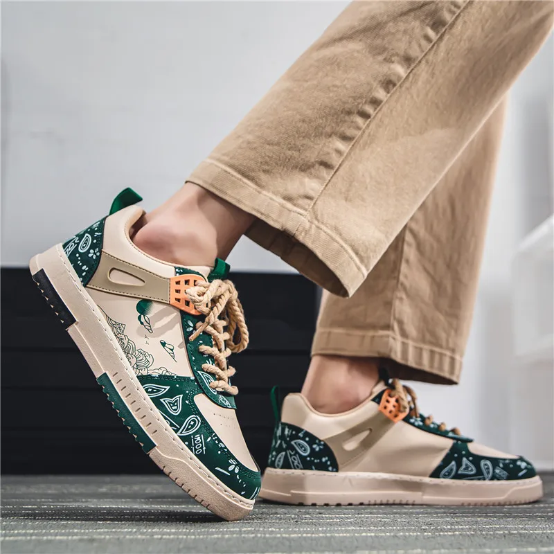 Hot Sale Cheap Skate Shoes Free Shipping Fashion Printed Men's Low Sneakers Skateboard Breathable Sports Shoes Men basket homme