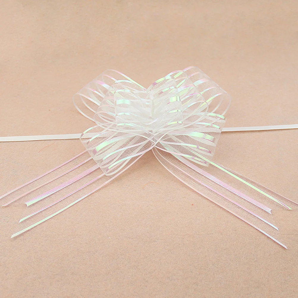 12 Uds. Lazos blancos para tirar a mano, regalo de fiesta de boda, lazos decorativos para regalos de boda, cestas, decoración de flores y frutas