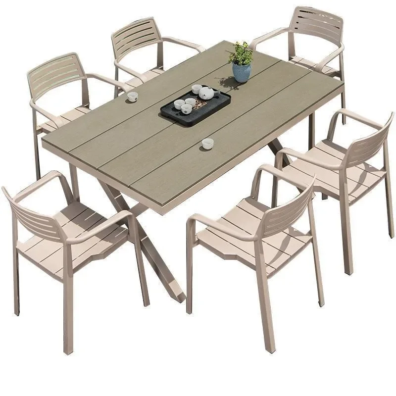 

New outdoor tables and chairs courtyard garden outdoor terrace Nordic creative leisure multi person retractable