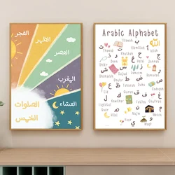 Arabic Alphabet 5 Daily Prayers Arabic Islamic Ramadan Prophets Art Poster Canvas Painting Wall Prints Picture Room Home Decor