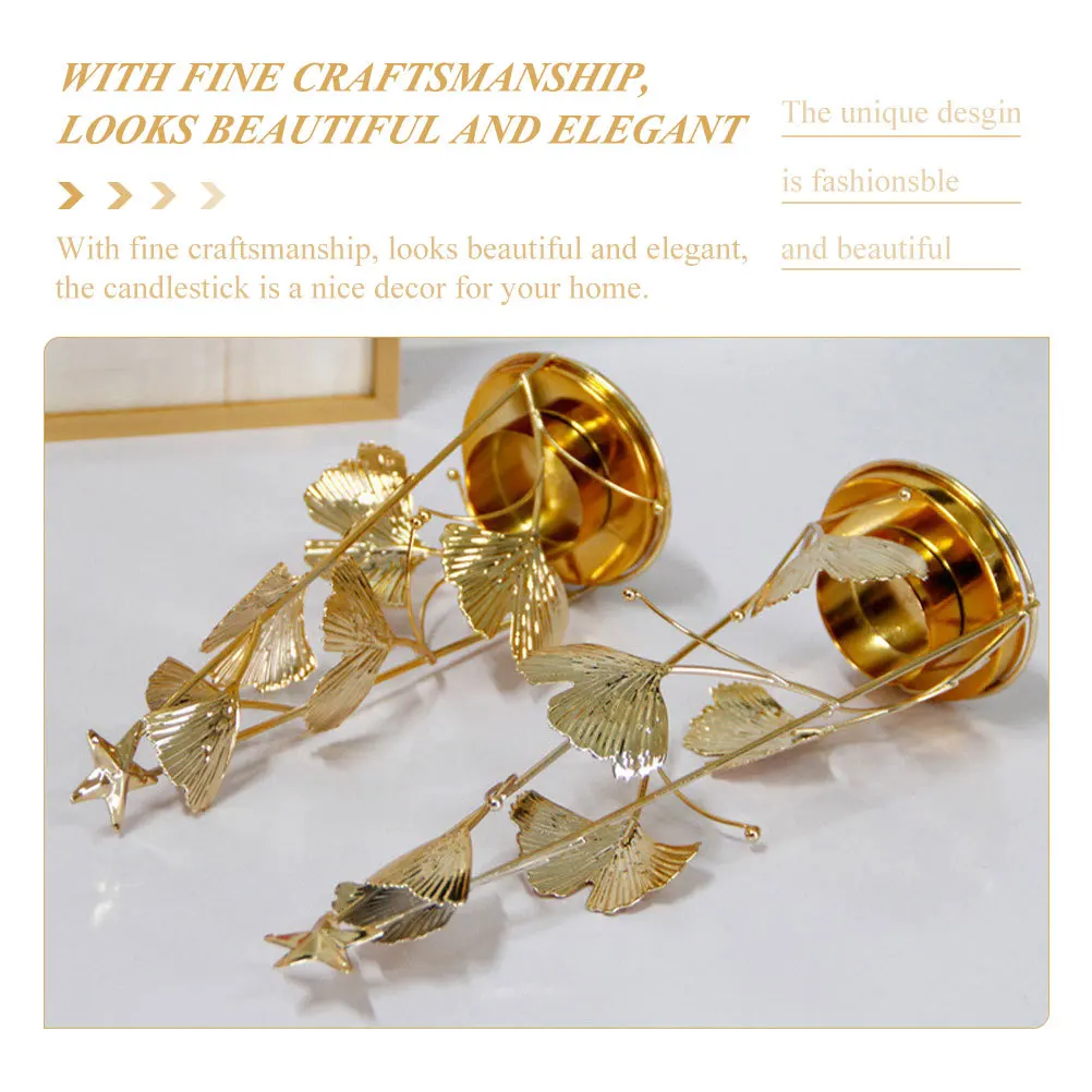 

Exquisite Metal Christmas Candlestick Holder with Ginkgo Leaf Design Tealight Stand for Holiday Decor Desktop Adornment Warm