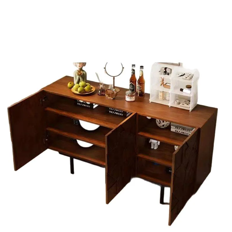 

Light luxury side cabinet carved dining side cabinet medieval silent wind storage TV cabinet black oak porch light