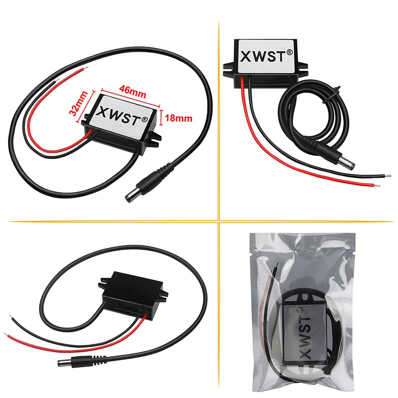 XWST AC24V36V48V do DC12V Przetwornica Buck Regulator napięcia 1-5A Moduł zasilacza obniżającego napięcie z wyjściem portu DC Wodoodporny CE