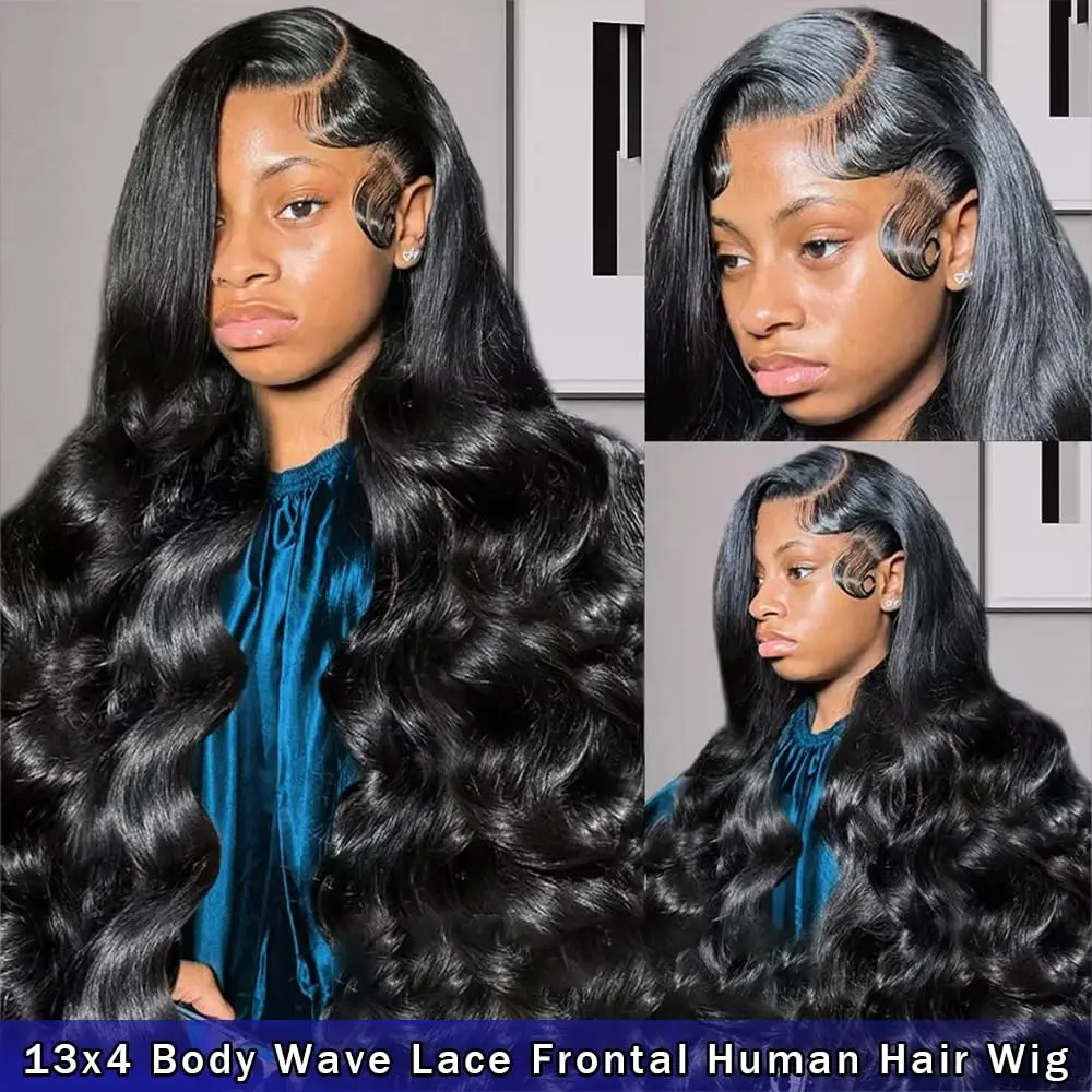 Peluca de cabello humano ondulado de 40 pulgadas, postizo de encaje Frontal de densidad 200%, 13x4, HD, prearrancado con pelo de bebé