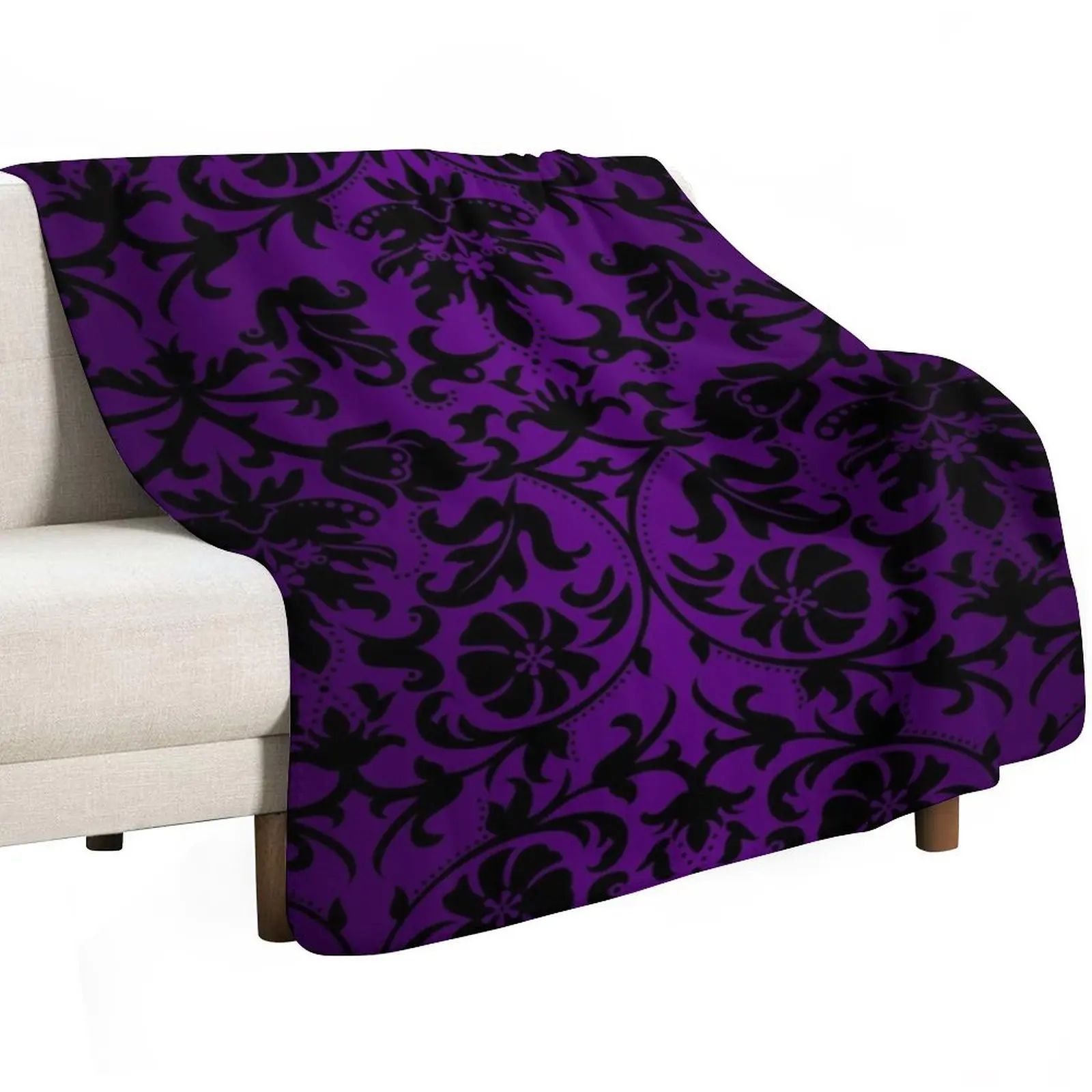 Purple and Black Damask Pattern Design Throw Blanket Luxury St Weighted heavy to sleep Baby Kid'S anime Blankets