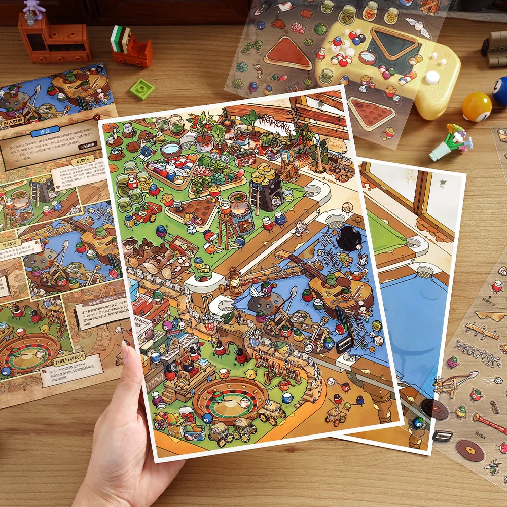 

Cartoon Ancient Ruins 2.5DHeritage Explorer Landscape Sticker Diy Pocket Cabin Scene Halloweengifts