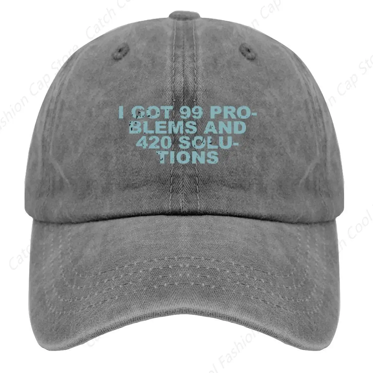 Funny Retro I Got 99 Problems and 420 Solutions Baseball Cap Adjustable for Men Women Denim Golf Hat Cotton Sports Travel Unisex