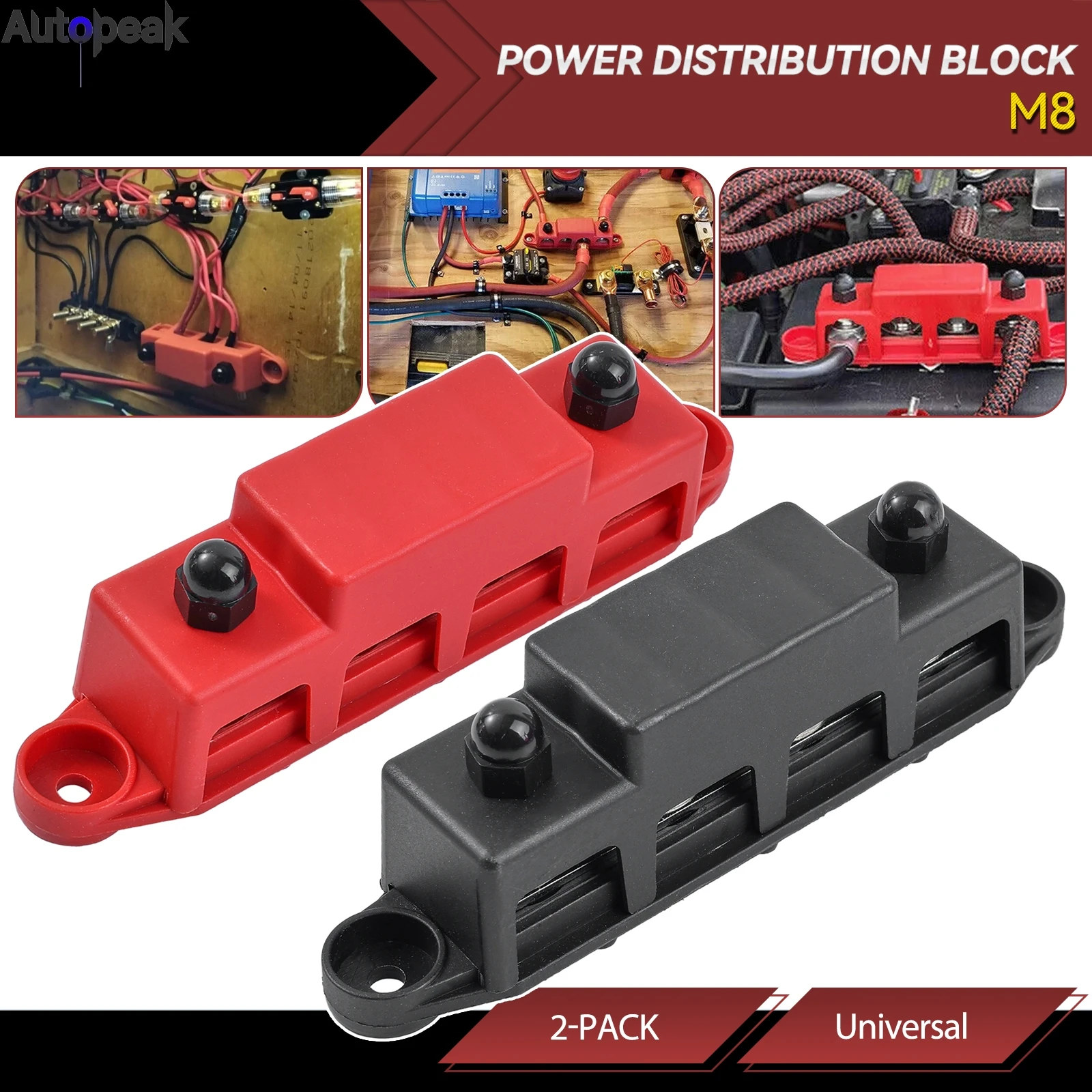 Universal Car Power Distribution Block 12V 250A Bus Bar Terminal Block 5/16