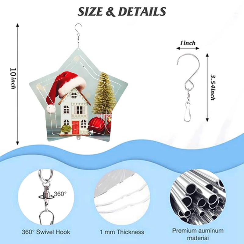 6 paczek 10 Cal blanków wiszących z lat wiatraczek Boże Narodzenie wiatraczek blanki prezent na Boże Narodzenie dekoracja ogrodu