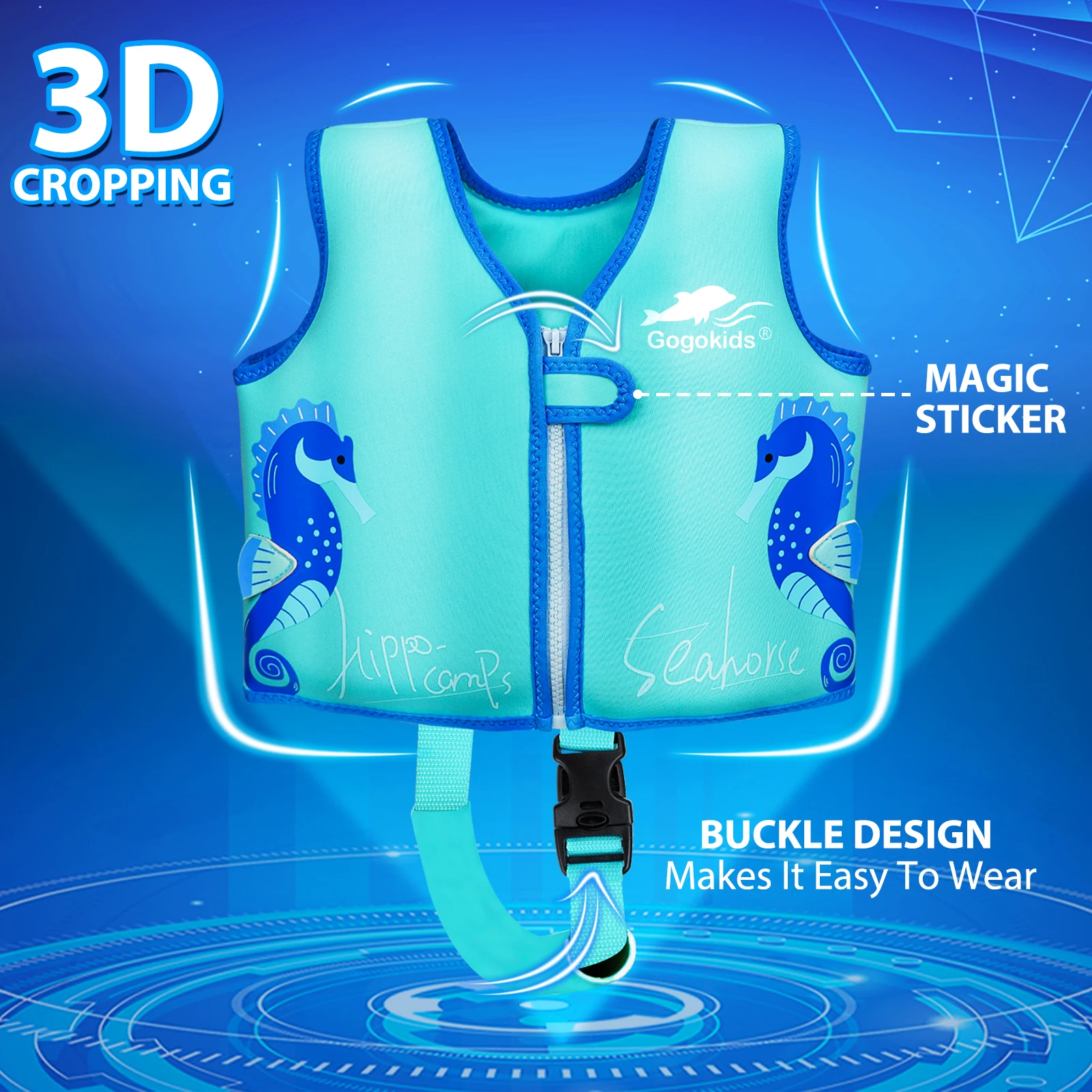 Kids Swim Vest Swim Jackets for Toddlers Swim Trainer Vest with Crotch Strap Classic Buoyancy Swimming Floaties Swimsuit