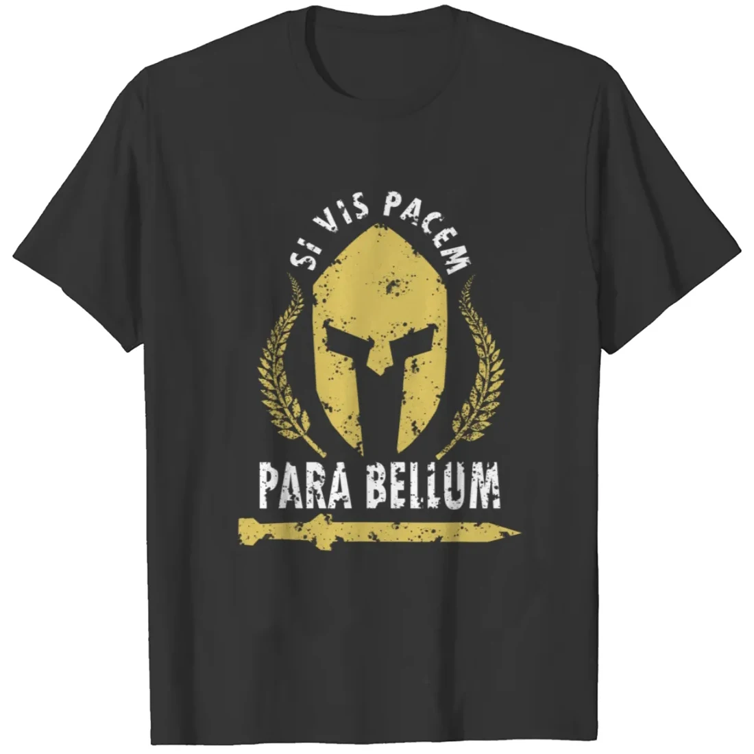 Si Vis Pacem, Para Bellum. Spartan Helmet Warrior Locution T-Shirt 100% Cotton O-Neck Short Sleeve Summer Casual Mens T-shirt