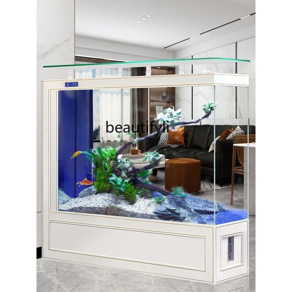 Medium and Large Fish Tank Household Subareas Screens Super White Glass Floor Ecological Fish Globe Change Water