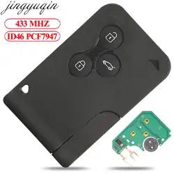 Jingyuqin 3 Buttons 433Mhz ID46 PCF7947 Chip Smart PCB Ultrasonic Remote Car Key For Renault Megane 2 Grand Scenic II Card Key