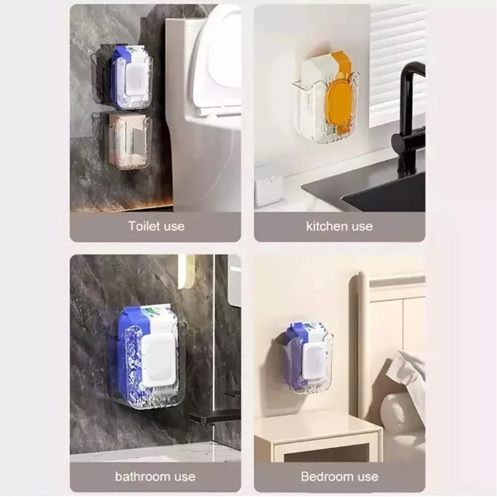 للمطبخ والحمام، صندوق تخزين مناديل المطبخ للاستخدام اليومي، تصميم موفر للمساحة، تركيب ملصق غير مرئي #5