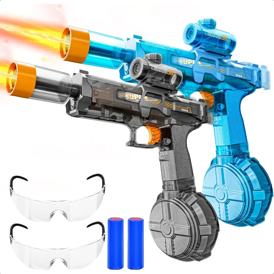 

Hapystart 2 Pack Electric Water Guns with Light Up Most Powered Full Automatic Electric Squirt Guns 2632 FT Range er Soaker Wat