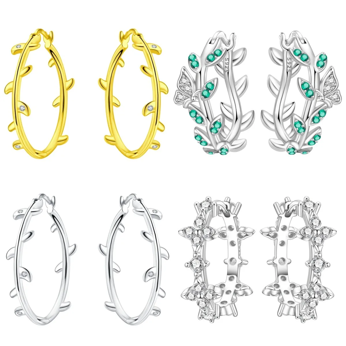 Orstarry S925 Sterling Silber Ohrringe, exquisite Pflanzenblatt-Ohrringe für Frauen, Geburtstagsgeschenk, Silberschmuck ﻿ ﻿
