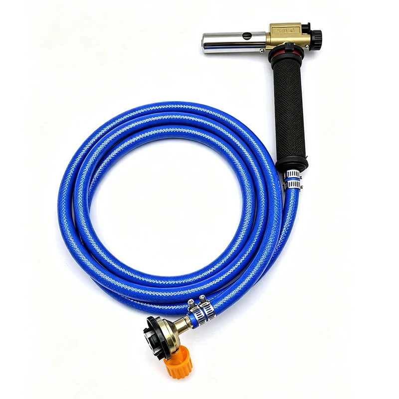 Portable Electronic Ignition Butane Propane Welding Torch with 2m Hose for Soldering BBQ and Outdoor Work