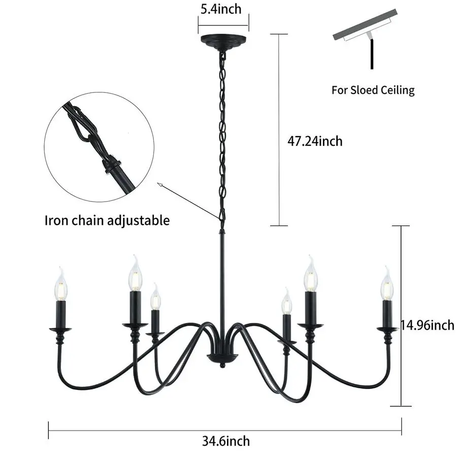 

Chandelier,6Light Rustic Industrial Iron Chandeliers for Dining Room Lighting Fixtures Hanging,Candle Hanging Hallway, Living Ro
