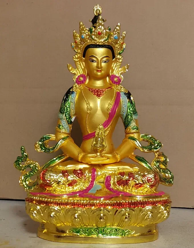 Chinese Collectible Amitayus Amitabha Divinity Cloisonne technique Vajra Longevity Buddha statue