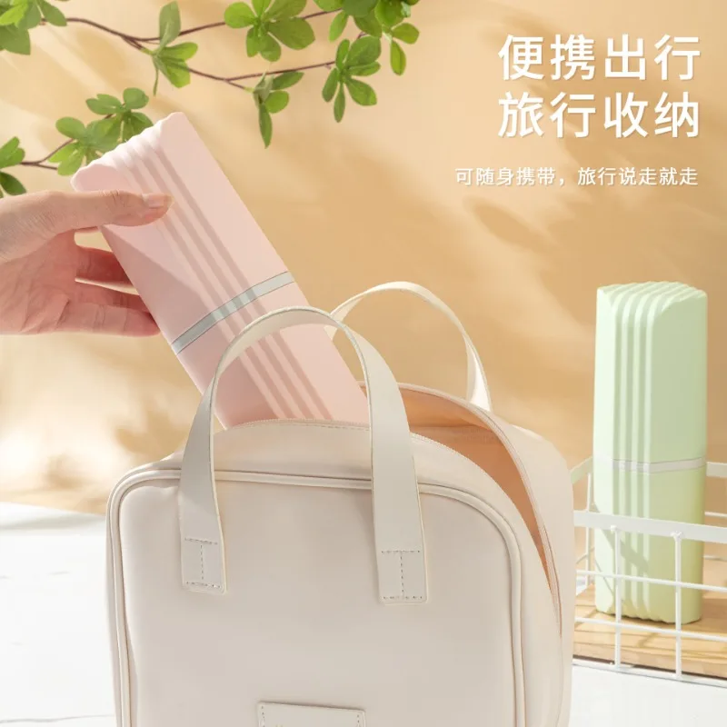 Solid Color Travel Toothbrush Holder with Lid Portable Bathroom Organizer for Students Outdoor Camping Travel Tooth Storage