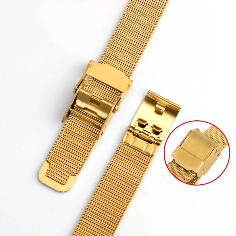 Stainless steel watch strap 13mm 14mm 18mm refined small size silver black rose gold women watchband For CASIO A159W LA680 LA690