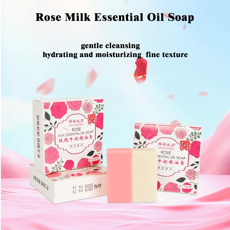 

Rose Milk Essential Oil Two-Color Handmade Fragrant Soap,Face Body Gentle Cleansing Hydrating Moisturizing,Smooth Tender Skin