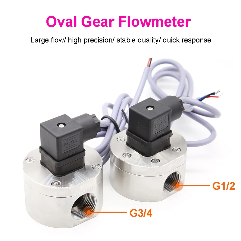 DN15 DN20 Oval Gear Flow meter Aluminum Alloy DC5~18V Oil Flow Sensor Hall Sensor For Oil/Milk/Honey