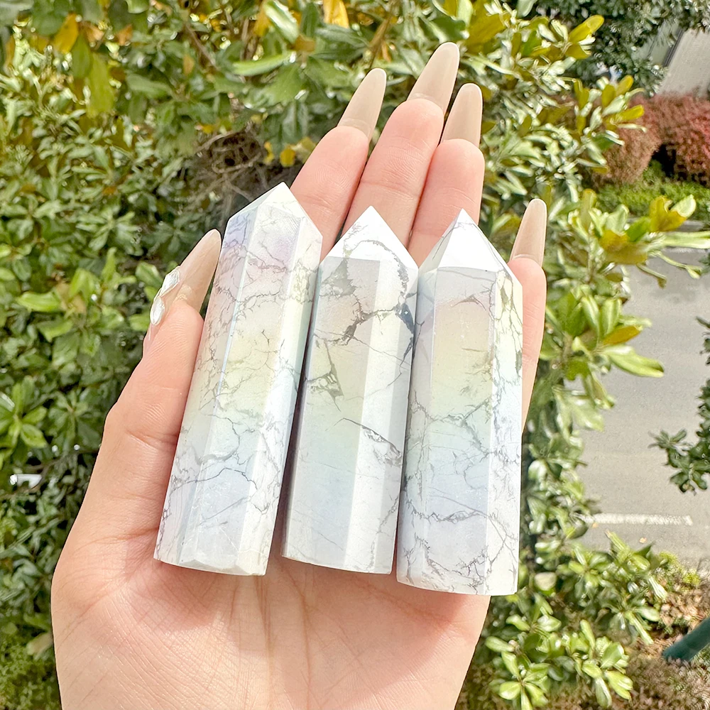 1PC5-10CM Natural Aura White Turquoise Point Crystal Ornament Wedding Favor Souvenir Rebirth Transform Symbolic Healing Gemstone